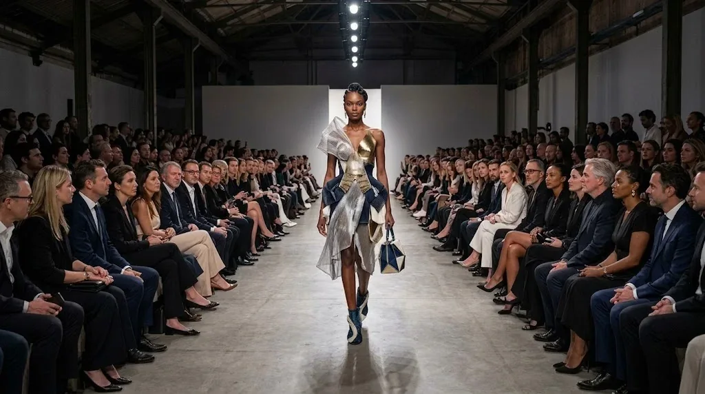 A runway show in progress during Paris Fashion Week