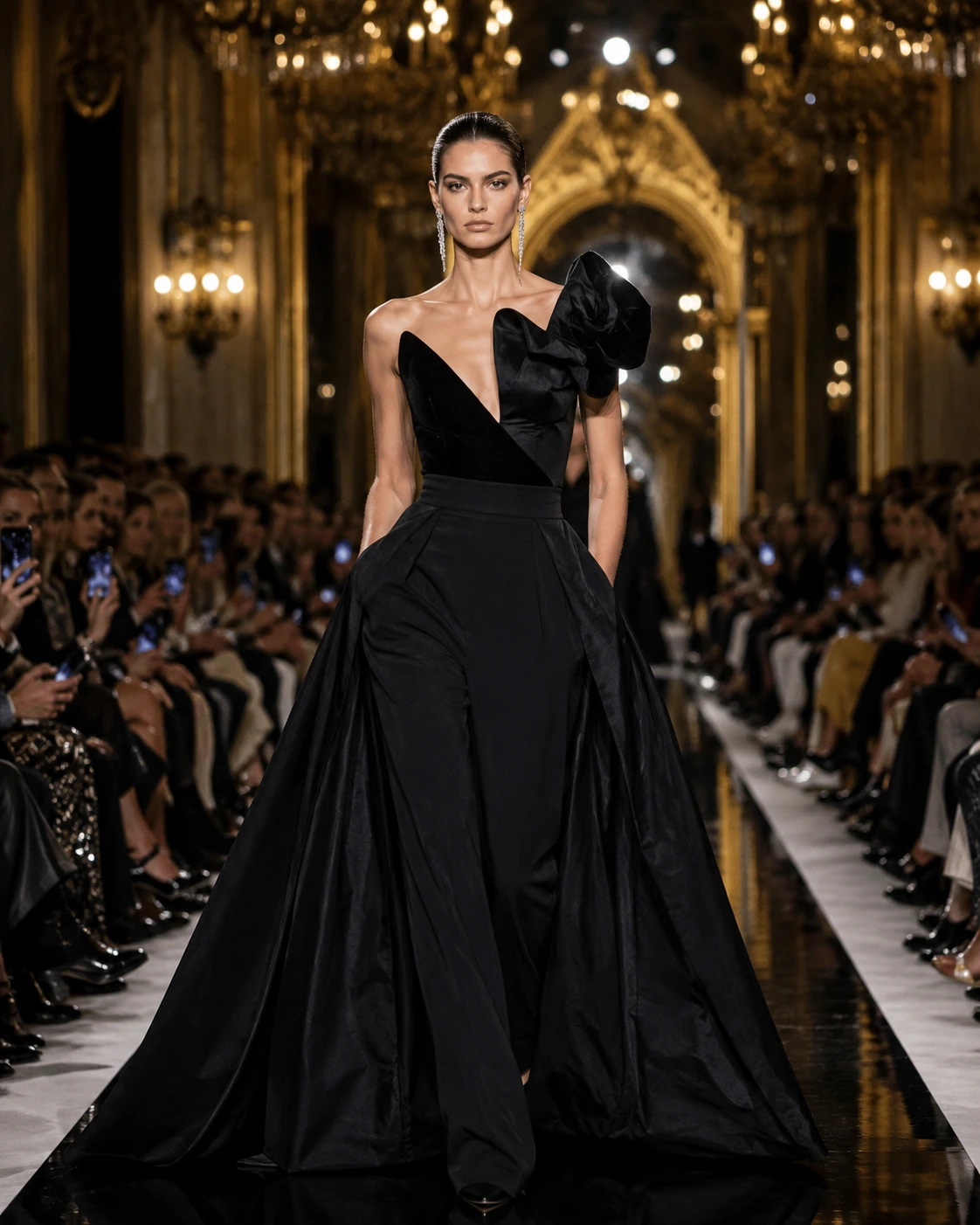 A model on the runway during a Paris Fashion Week show