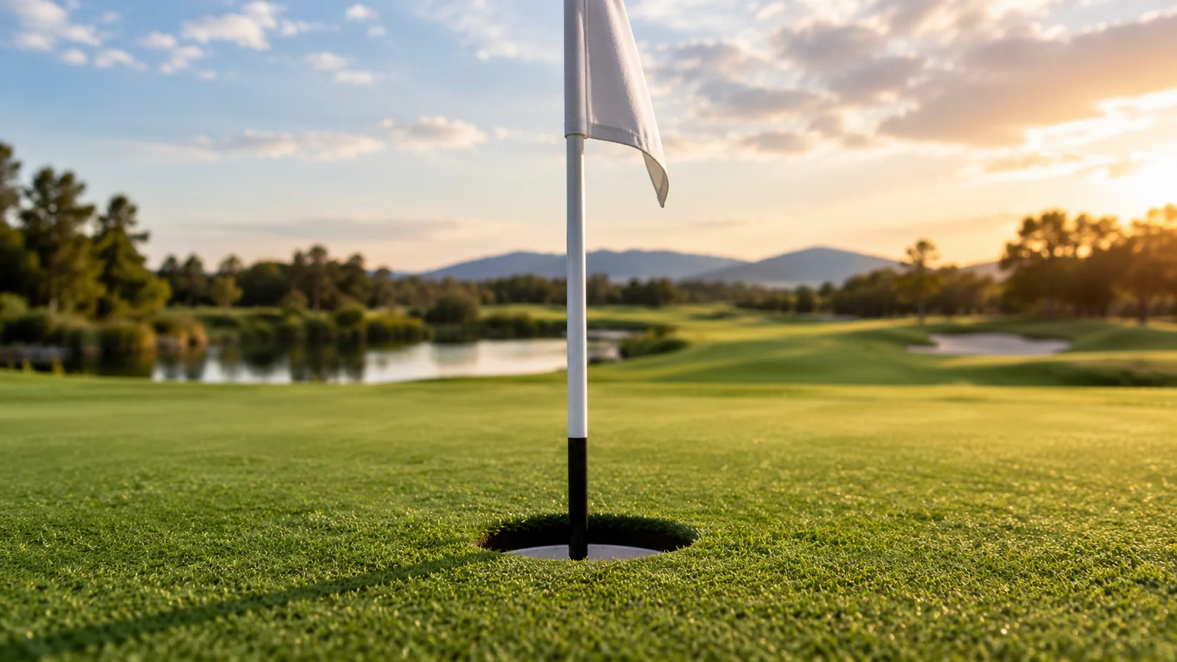 Lande sablonneuse et pins encadrant un fairway sur un golf privé de l’Oise