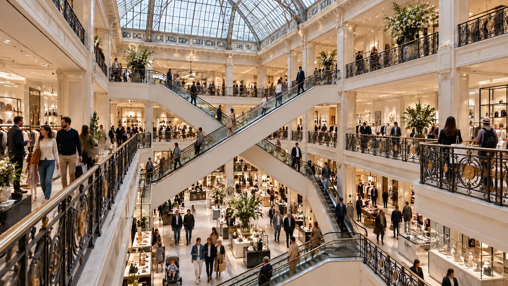 The interior of Le Bon Marché department store in Paris
