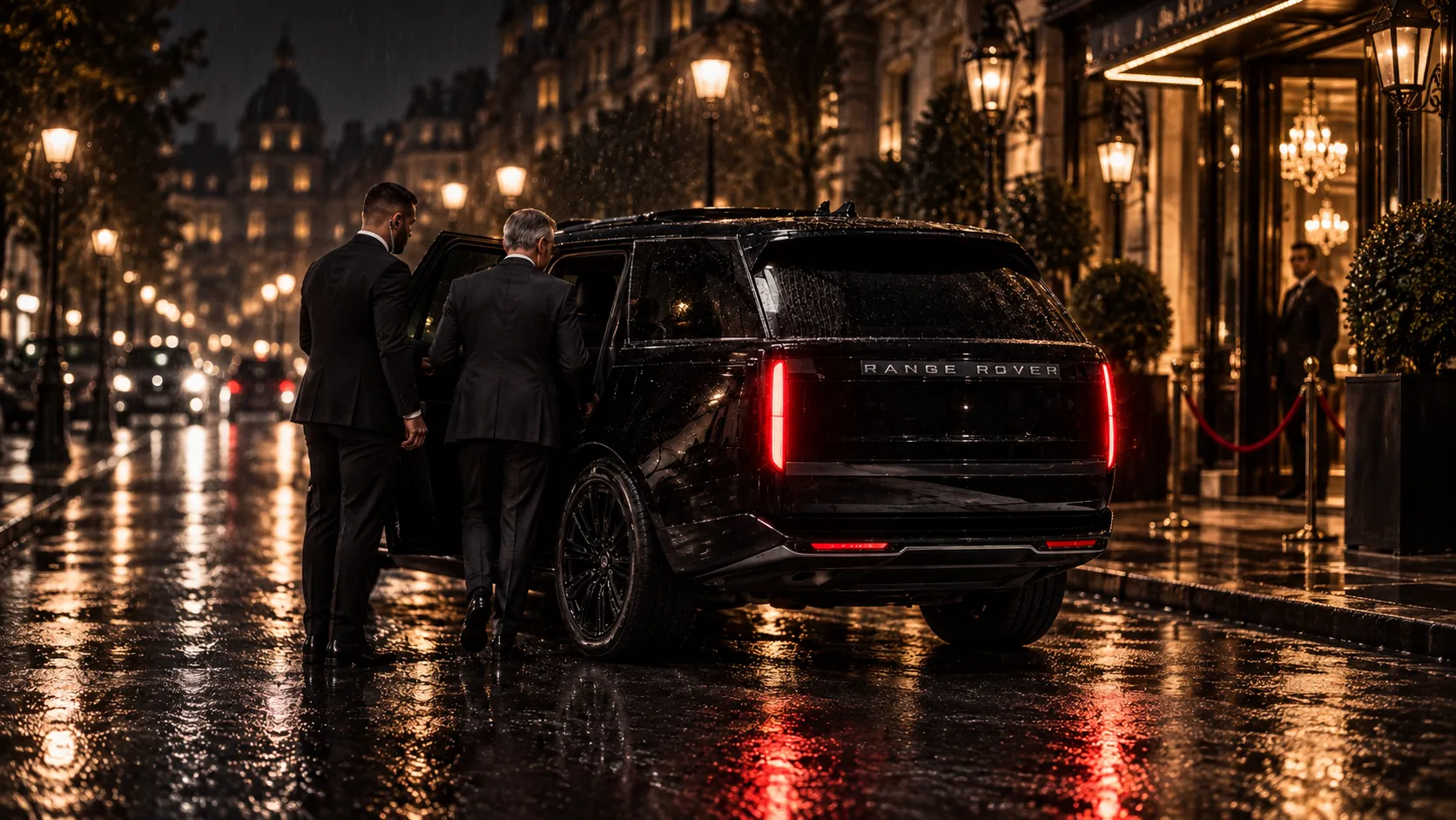 Discreet security detail escorting a client to a vehicle
